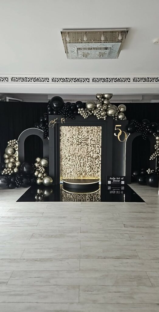 Dekoracja eventowa z balonami i oświetleniem - AnJa Art of Decor